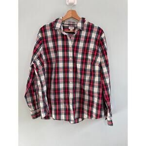J. crew Women’s XXL red plaid dress shirt long sleeved, darting, pocket